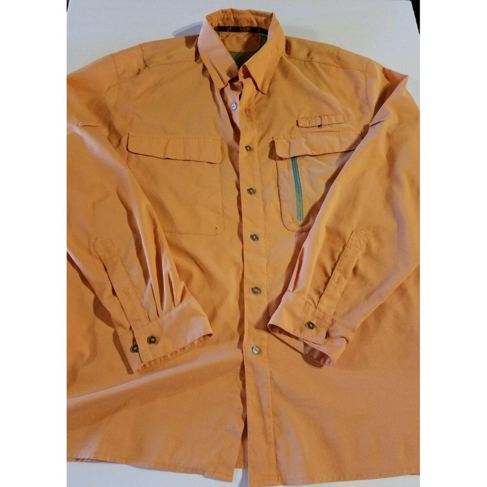 Three Forks Ranch Performance Fishing Shirt Orange XL Long Sleeve Mens